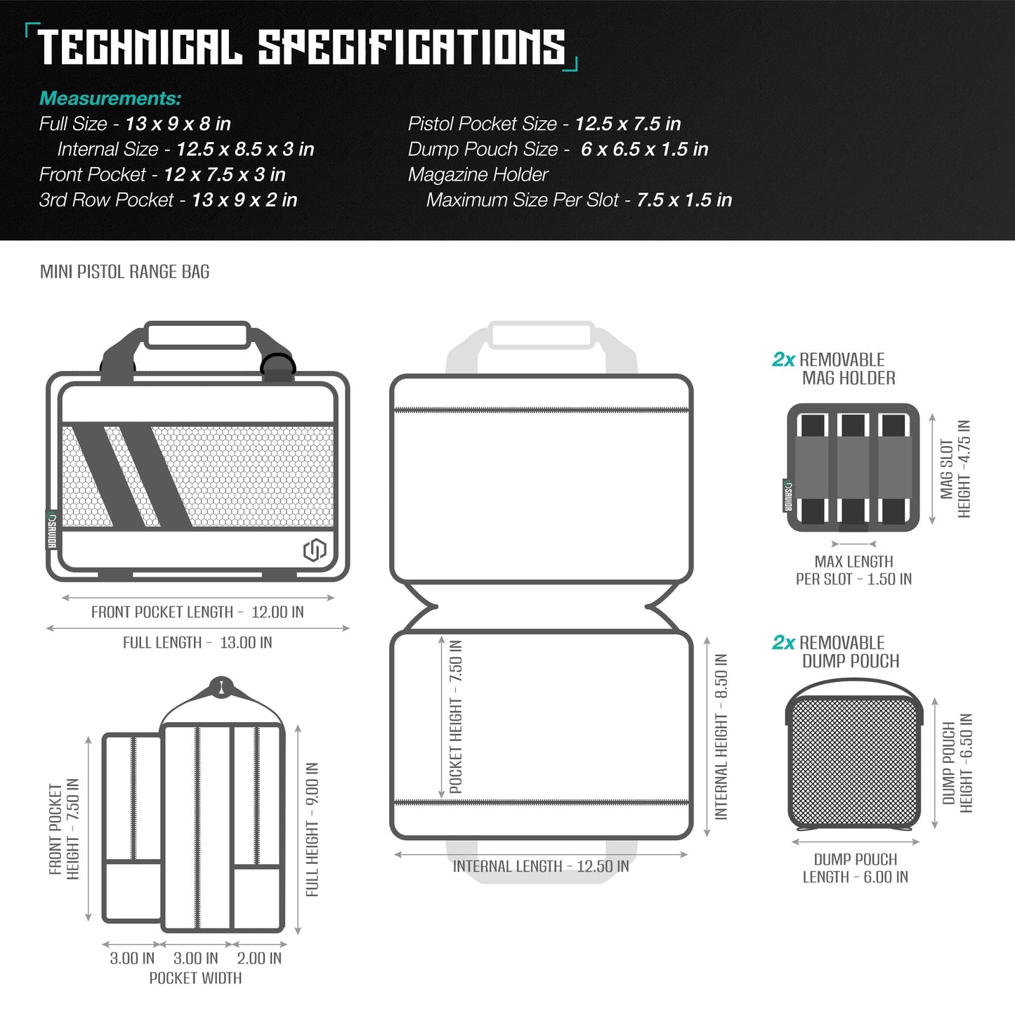 Savior Equipment Specialist Series Mini Range Bag Tactical Dual Pistol Handgun Revolver Bag Gun Carrying Case, X-Large Compartments w/Lockable Zippers, Deluxe Padded Shoulder Strap Included