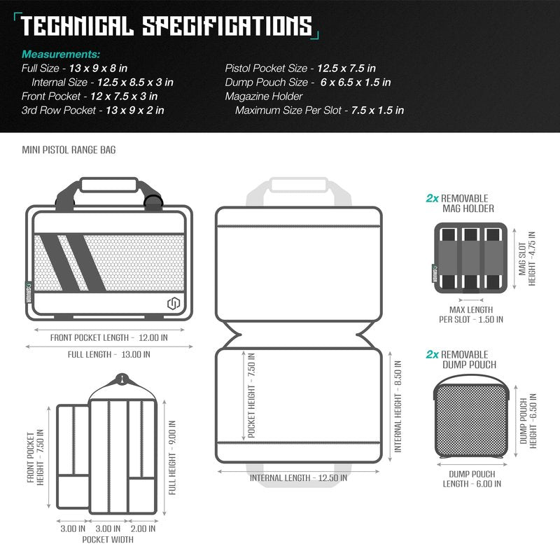 Savior Equipment Specialist Series Mini Range Bag Tactical Dual Pistol Handgun Revolver Bag Gun Carrying Case, X-Large Compartments w/Lockable Zippers, Deluxe Padded Shoulder Strap Included