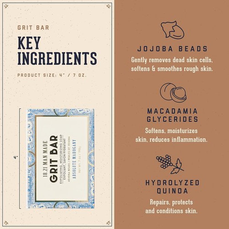 18.21 Man Made Grit Bar Soap, 7 fl. oz.