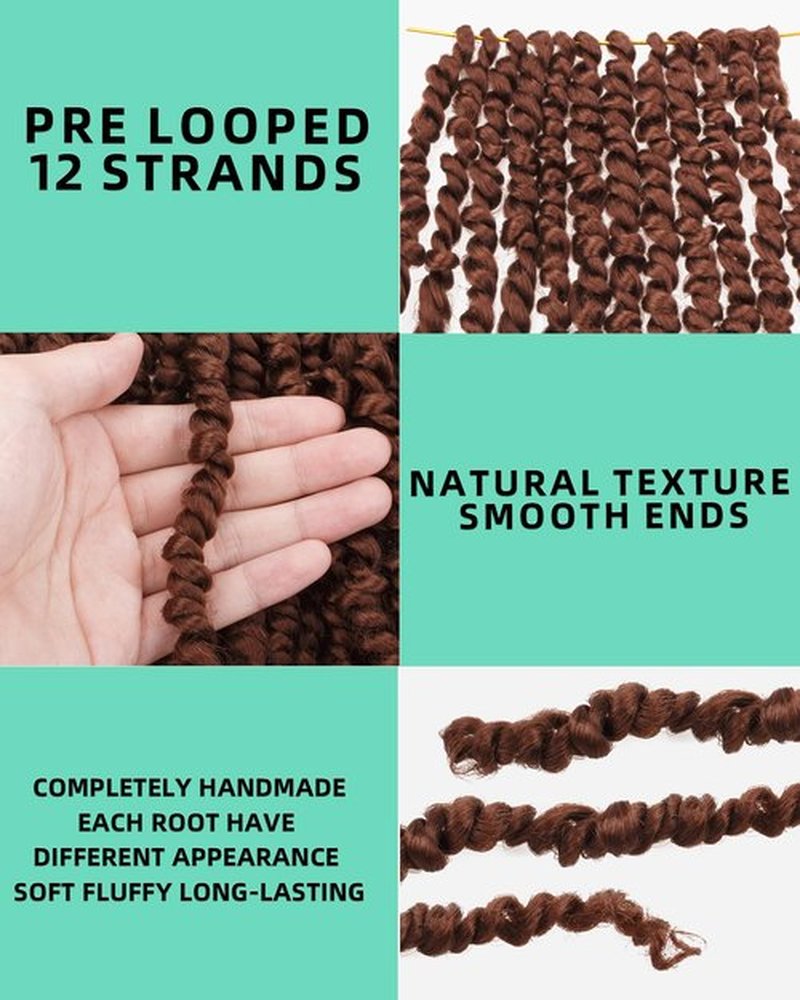 Miss Sula Passion Twist Hair-Pre-twisted Passion Twists,Pre-Looped Crochet Braids Made Of Bohemian Hair Synthetic Braiding Hair Extensions (6 Inch(Pack of 8), 30#)