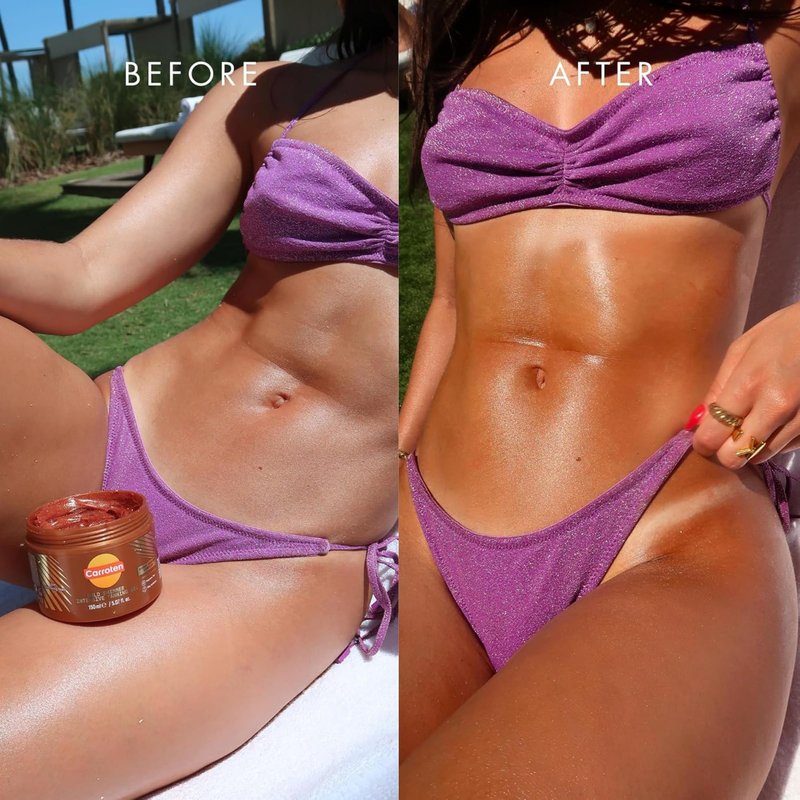 Carroten Mini Intensive + Gold Shimmer Tanning Gels | Travel Size Tan Accelerator & Body Bronzer | Non-Greasy, Water-Resistant | Carrot & Coconut Oil | Vitamin A&E For Hydration |1.7 Oz 2 Pack+Spatula