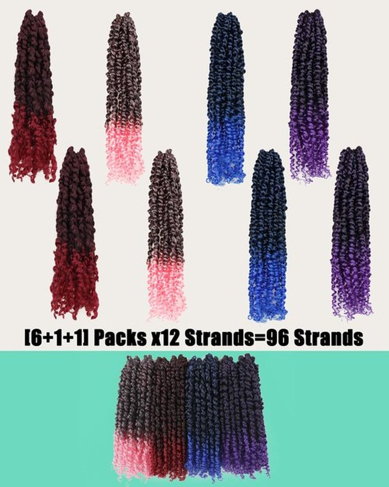 14 Inches 8 Packs Pre Looped Pretwisted Passion Twist Crochet Hair for Black Women and Kids,(TBUG+TPink+TPurple+TBlue) Mixed Color Combo Pack(14"-8 Packs,TBUG+TPink+TPurple+TBlue)