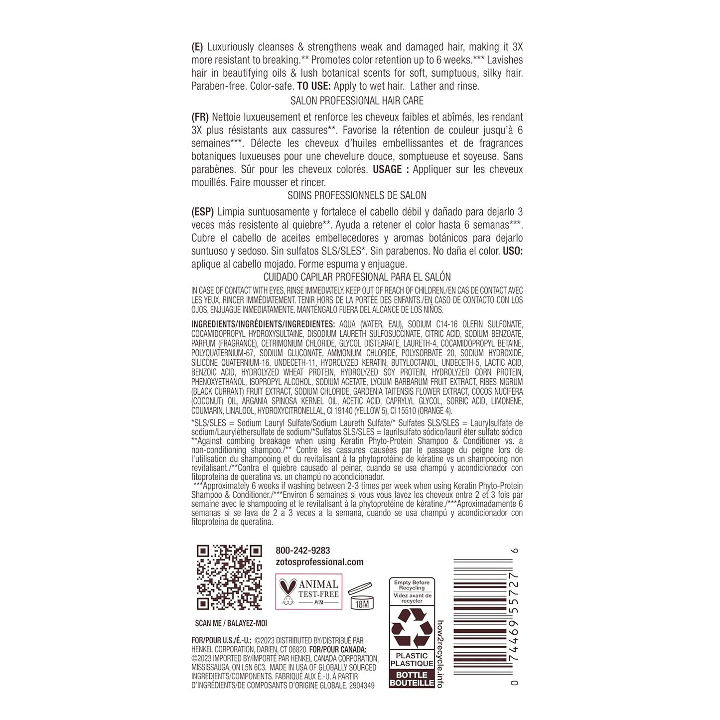 Bain de Terre Keratin Phyto-Protein Color Protect Strengthening Shampoo, Color-Safe Strengthening for Weak & Damaged Hair, Sulfate-Free, Paraben-Free