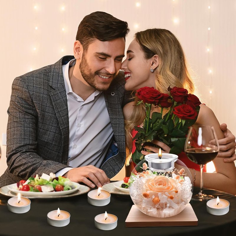 Preserved Rose in Glass Dome | Romantic Gift with Scented Candles for Women - Perfect for Birthdays, Girlfriends, Wives, Moms