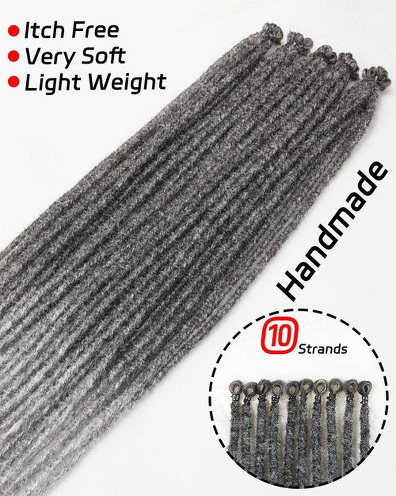 24 Inches Single Ended Dreadlock Extensions for Women(0.6 cm Width,50 Strands,Ombre Gray),Faux Locs Crochet Hair,Soft Synthetic Loc Extensions(24"-5 Packs,1B/Gray)
