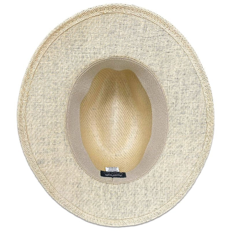 Panama Jack Mens Straw Safari Sun Hat - Lightweight, 3-Pleat Ribbon Band Brown