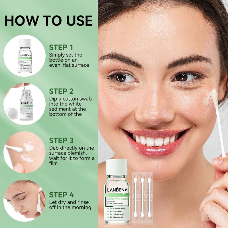 LANBENA Precision Acne Spot Serum, Acne Drying Lotion, Overnight Acne Treatment For Face, Dry Out Pimples, Blemishes, Zits And Clean Pores, 0.43 Fl Oz