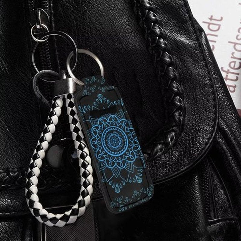 SEANATIVE Mandala 5 PCS Chapstick Holder Keychain Clip-on Sleeve Chapstick Pouch Neoprene Keychains Lipstick Holder Lip Balm Holster Keychain Holder for Chapstick Tracker Travel Accessories