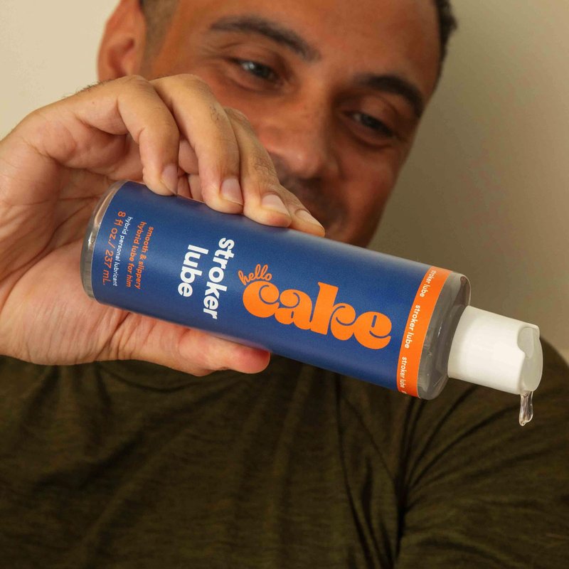 Hello Cake Stroker Lube - Silicone and Water-Based Hybrid Personal Lubricant, for Men’s Solo Play, 8 fl oz