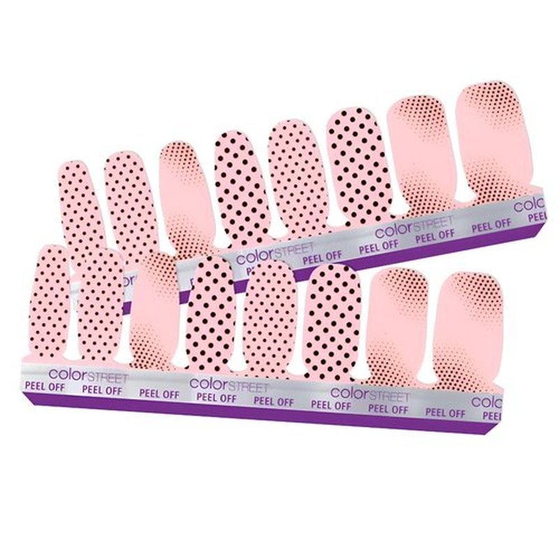 Save Me A Spot (Petite) - Color Street Nail Strips Black Dots on Pink 16 Count (Pack of 1) FDC234 0