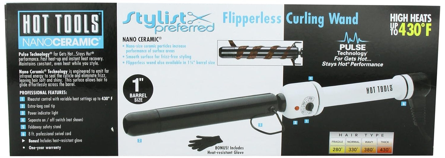 Pro Artist Nano Ceramic Curling Wand - 1 Inch for Smooth, Shiny Hair