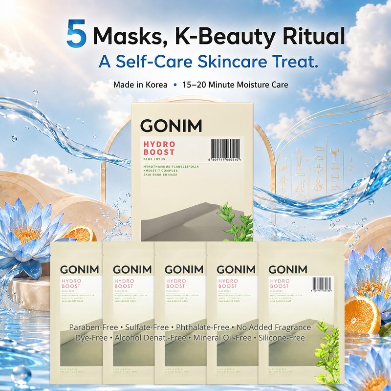 GONIM Korean Face Mask, Hydrating Sheet Mask with 7X Hyaluronic Acid