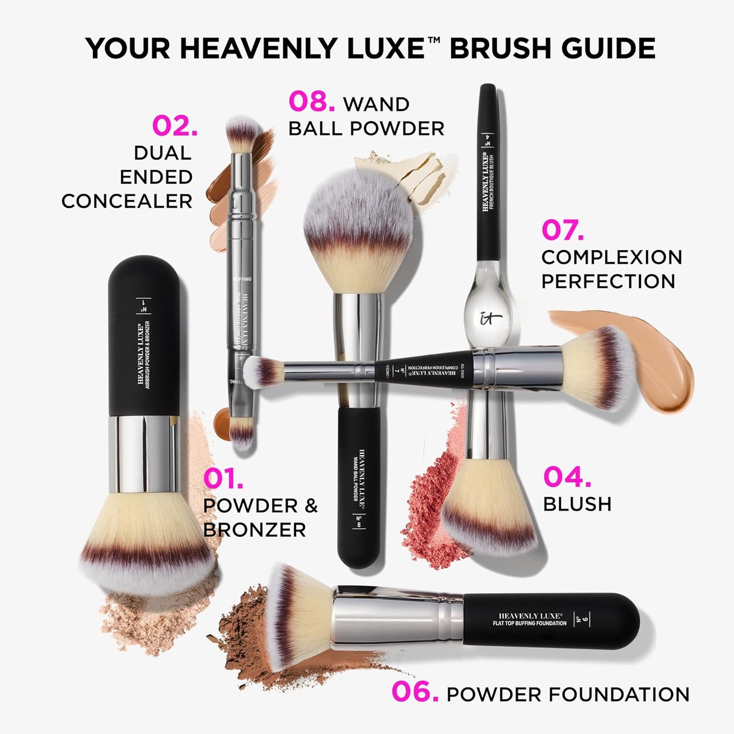 IT Cosmetics Heavenly Luxe Dual Airbrush Concealer Brush #2 - Dual-Ended, 2-in-1 Brush for Liquid & Cream Concealer - Buff Away Imperfections - With Award-Winning Heavenly Luxe Hair Silver