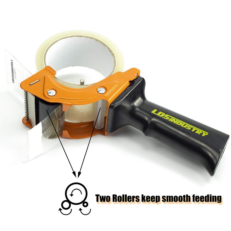 2 Pcs Rapid-Replace Packing Tape Dispenser Guns with Extra Blade, 2 in (50mm) Lightweight Ergonomic Industrial Handheld Heavy Duty Tape Cutter for Carton, Packaging and Box Sealing, LDS Industry
