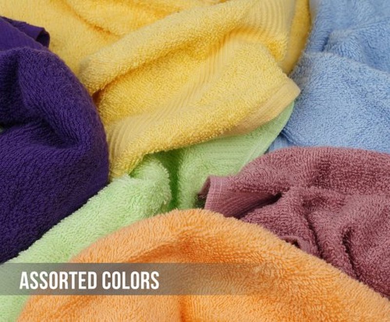 CH 100% Cotton Washcloths Pack of 12 - (12 x 12) - Ultra Soft Towels for Bathroom and Home, High Durability and Absorbency, Convenient and Stylish Wash Cloths - Bright Multi-Colors