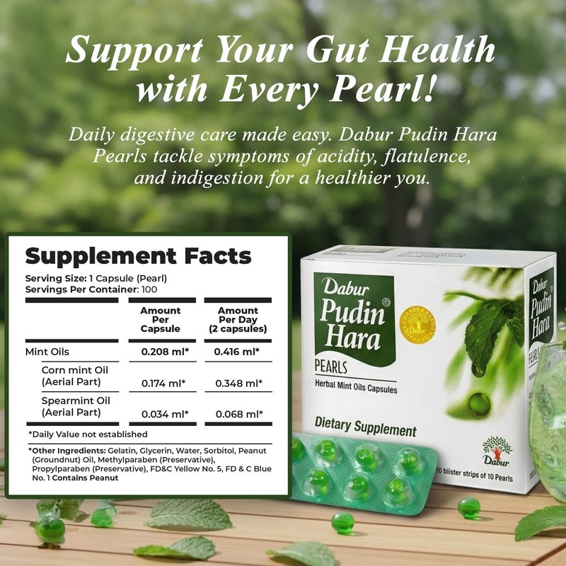 Dabur Pudin Hara Pearls - Daily Digestive Care Supplements for Men and Women, Helps Abate Symptoms of Bloating, Acidity, Flatulence and Indigestion for Digestive and Gut Health, 400 count (Pack of 40)