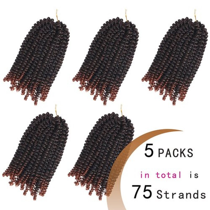 Bileaf 5 Packs Spring Twist Hair 8 Inch Fluffy Spring Twist Crochet Braiding Bomb Twist Ombre Colors Hair Extensions for Butterfly Locs T1B 350