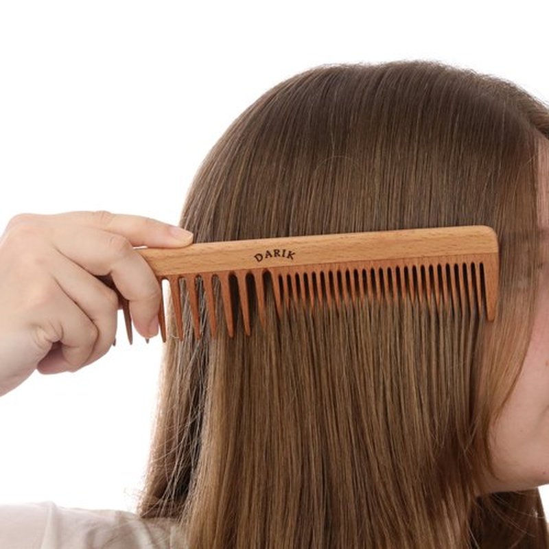 Wide Tooth Wooden Comb | Cepillo Ancho de Madera para Cabello | Natural Hairbrush | Vintage Style Hairbrush | Wood Comb for Gentle Styling | Anti-Static Hair Comb (Sparse and Dense Tooth)