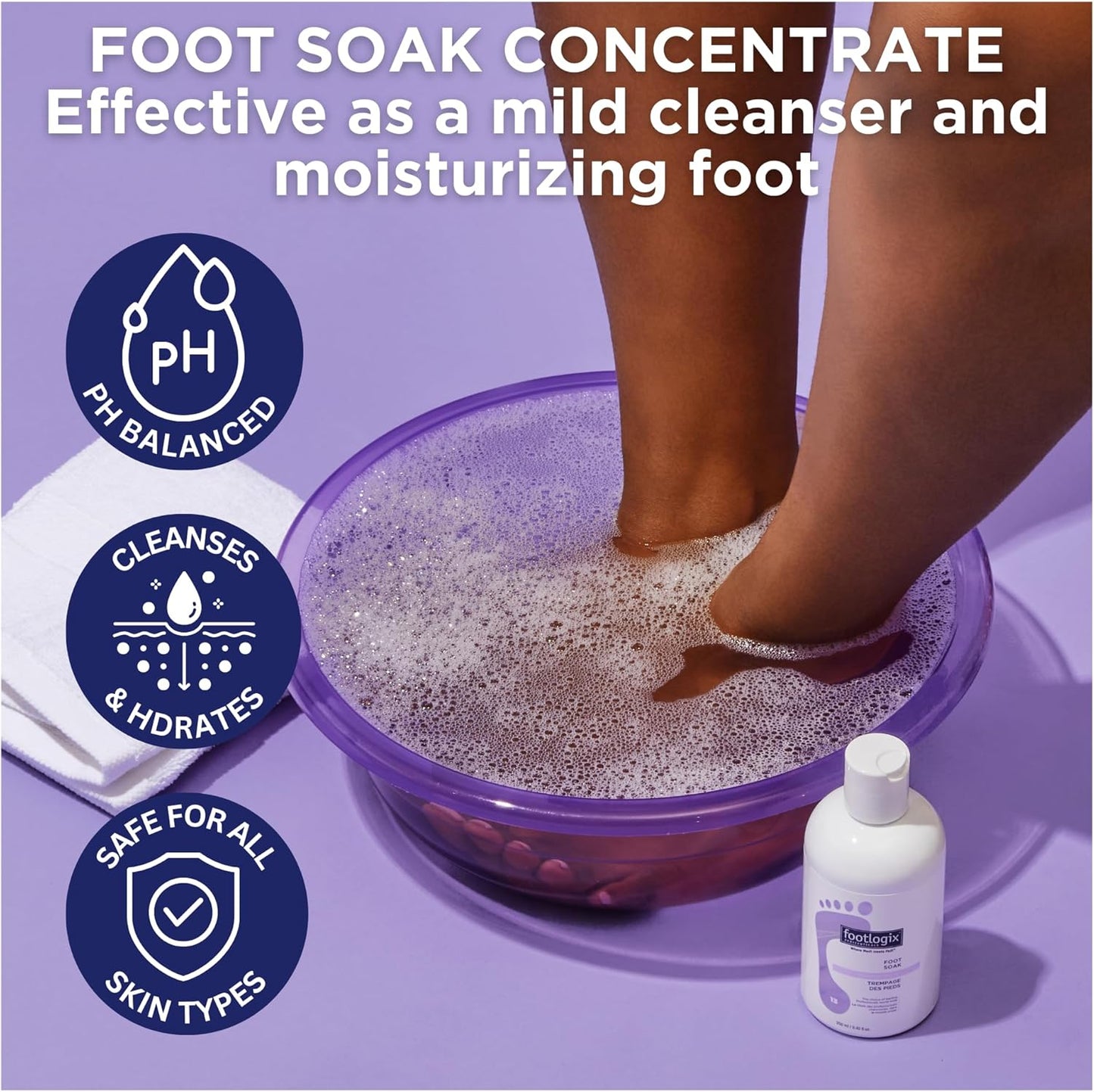 FOOTLOGIX Foot Soak Concentrate, 8.45 oz - Gentle Cleansing, Foot Bath Soak, Soften Dry Feet and Calluses