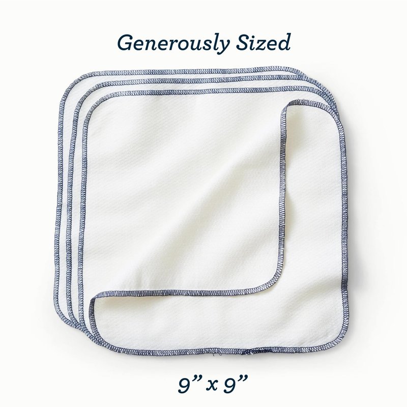 Esembly Wipe Ups, Organic Cotton Reusable Baby Wipes, Soft and Sturdy Washable Cloth Diaper Wipes, One Size, 12-pk
