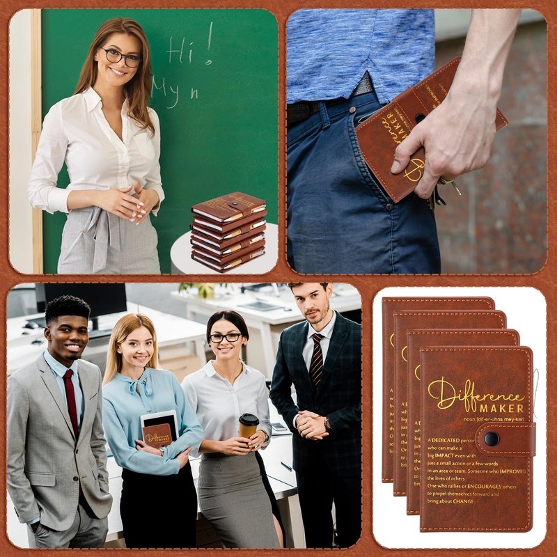 Honoson 10 Sets Difference Maker Employee Appreciation Inspirational A5 Leather Journal Motivational Notebook with Pen Thank You Gift for Pharmacist Neonatal Nurses Vet Tech Affirmation Gifts