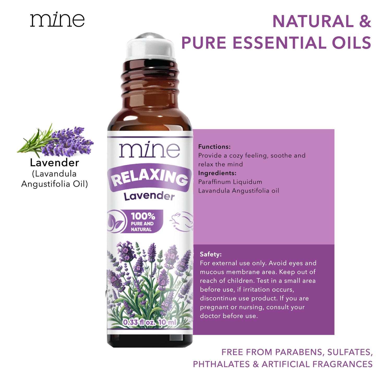 Mine Lavender Essential Oil Roll On – 100% Pure Natural Lavender Oil – Relaxation Gift for Women & Self Care Lovers