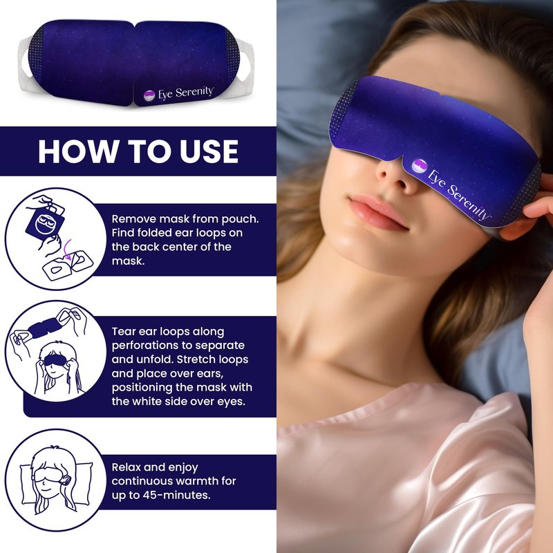 Lure Essentials Eye Serenity Steam Eye Mask, Heated Eye Mask, Self Heating Warm Compress for Dry Eyes, Fast Relief for Stye, Puffy Sensitive Eyes, Moist Heat, Gift for Women and Men - Unscented