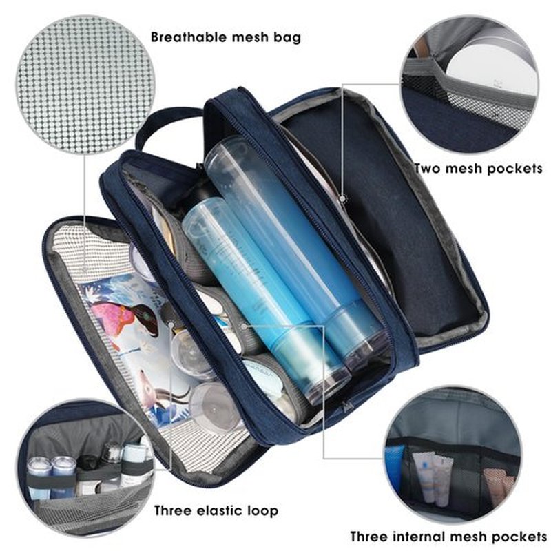 Toiletry Bag for Men Hanging Dopp Kit Water Resistant Shaving Bag Small Toiletry Bag for Traveling (Denim Pure Navy Blue)
