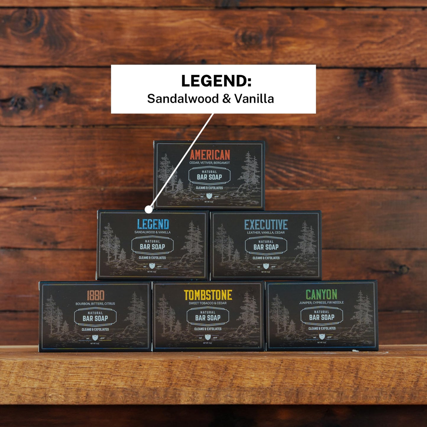 Live Bearded All-Natural Bar Soap for Men, 3-Pack of 5 oz - Made in the USA - Exfoliates and Moisturizes - Charcoal, Pumice, Shea Butter | Legend Scent - Sandalwood, Vanilla