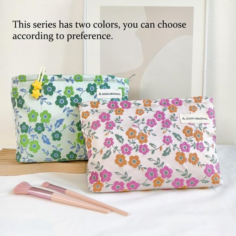 STARDW Floral Cosmetic Bags Makeup Bags for Women and Girls,Travel Makeup Bag Large Capacity Canvas Makeup Bag,Makeup Organizer Bag Zipper Pouch (Pink Flowers)