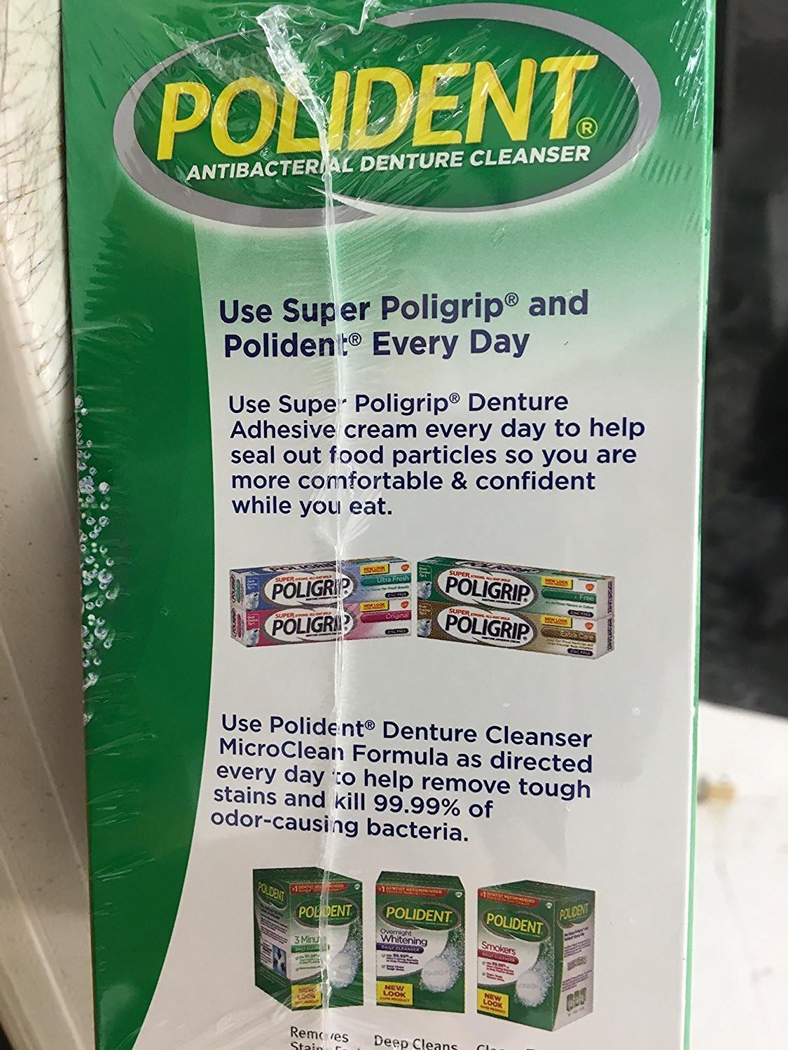 Improved Triple Mint Freshness - Polident Antibacterial 3 Minute Denture Cleanser 96 Tablets per Box (Pack of 2)