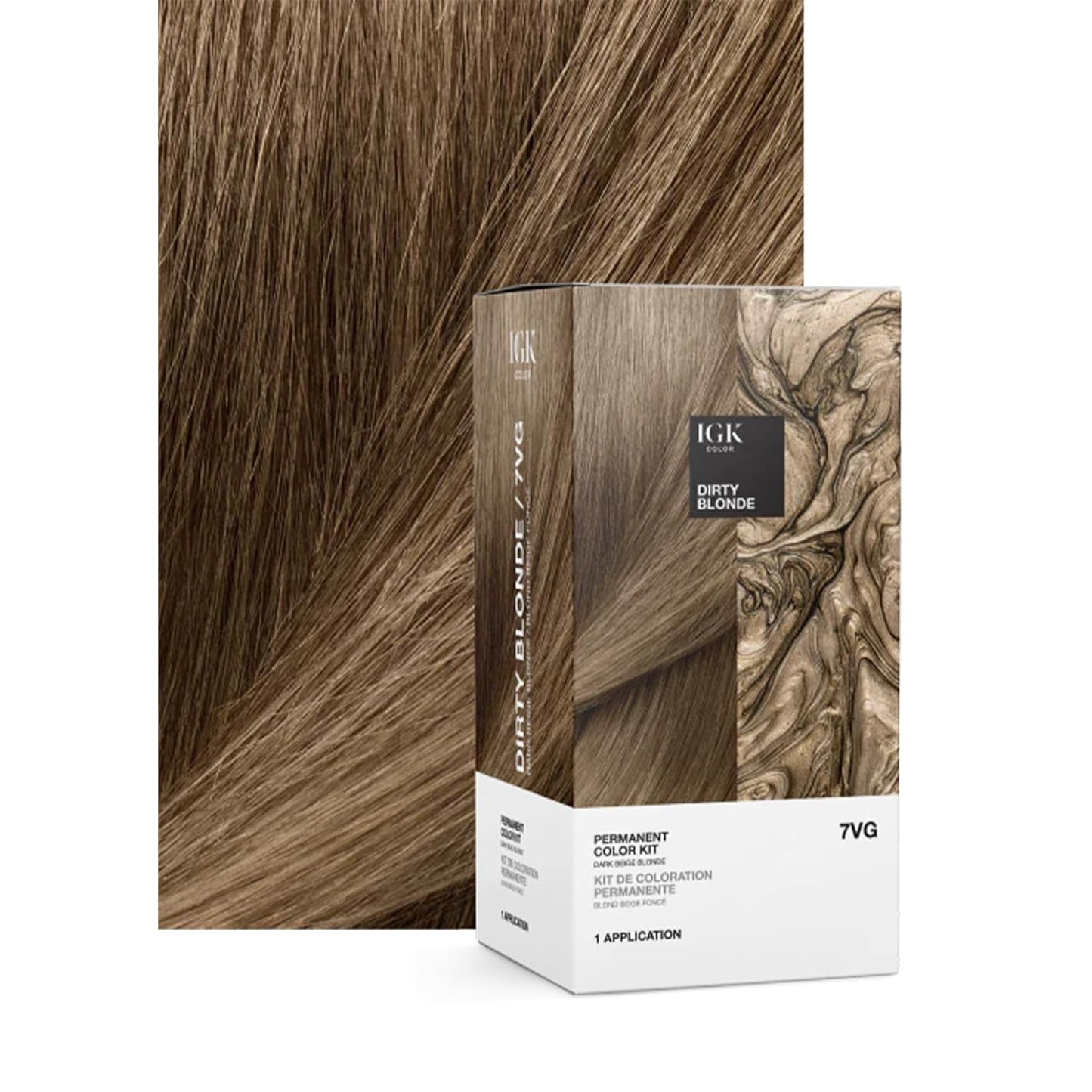 IGK Permanent Hair Dye Color Kit | 7 N Latte - Dark Natural Brown | 100% Gray Color Coverage + Strengthen + Shine | Ammonia Free