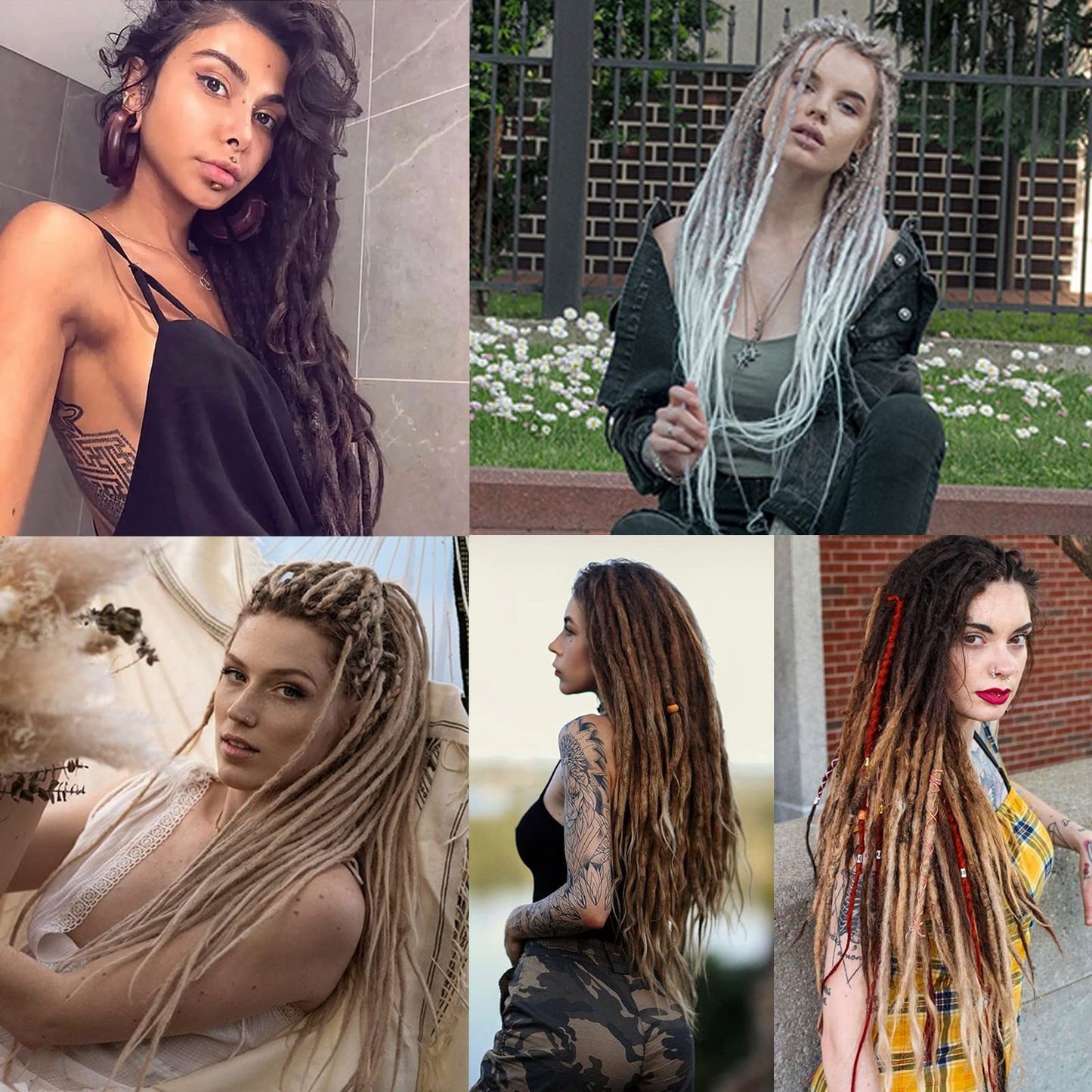 Leeven Thin 24 Inch Dreadlock Extensions 40 Strands Natural Black Soft Hippie SE Dreads 0.6 cm Width Synthetic Loc Extensions Handmade Reggae Style Crochet Braiding Hair for Women and Men
