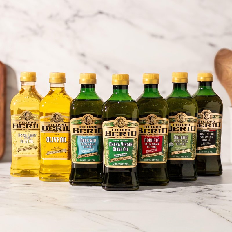 Filippo Berio Pure Olive Oil for Cooking, Frying and Grilling, Mild Flavor All Purpose Olive Oil, rPET, 128 Ounce (Pack of 1)