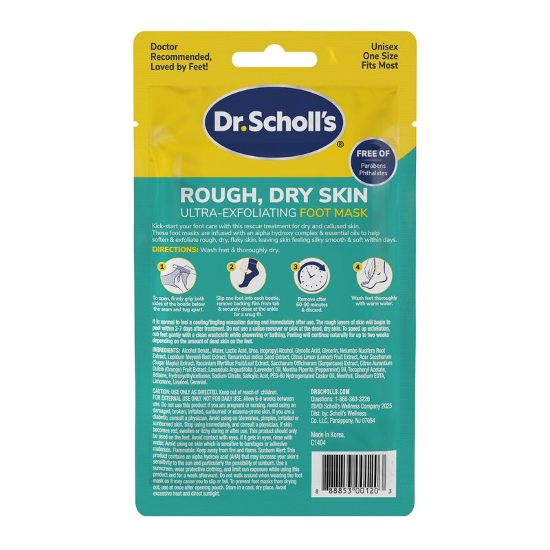Dr. Scholl's Rough, Dry Skin Ultra Exfoliating Foot Peeling Mask, 3 Pairs Moisturizing Socks Gently Peels and Softens, with Urea, Dry Skin Callus Remover for Feet