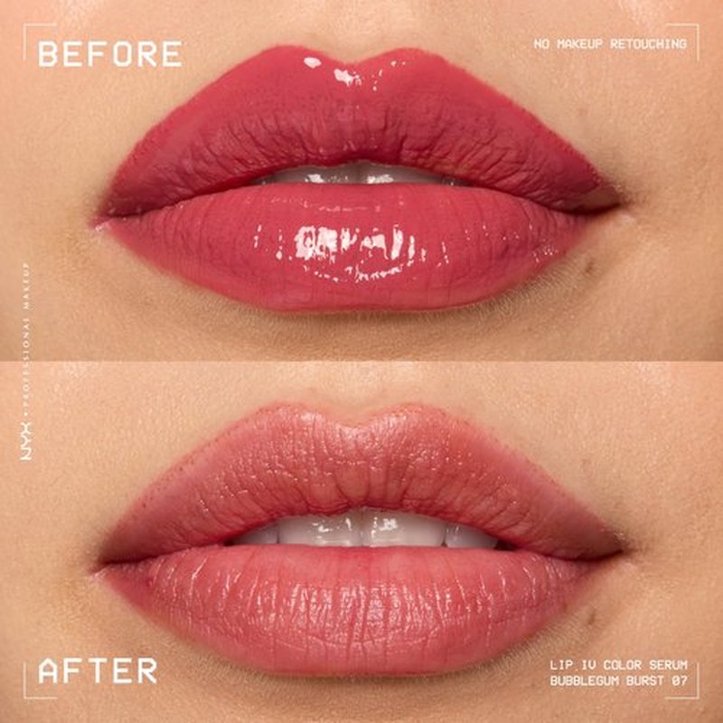 NYX PROFESSIONAL MAKEUP Lip IV Hydrating Gloss Serum, Lip Stain with 12HR Hydration - Bubblegum Burst (Pink Lip Gloss)