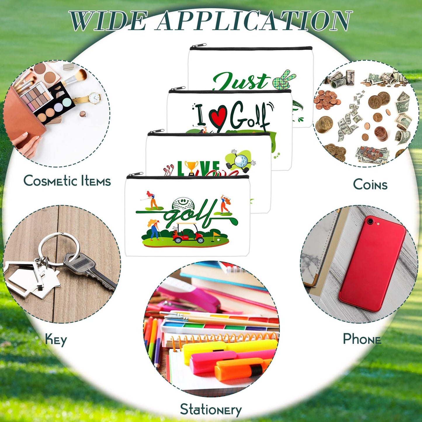 Eccliy 20 Pcs Golf Makeup Bag Golfer Cosmetic Bag Canvas Gifts Golf Accessories for Girls Toiletry Pouch with Zipper for Women Team Party
