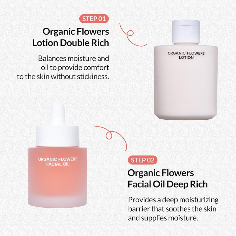 Whamisa Organic Flowers Facial Oil Deep Rich, Hydrating Watery Formula with Fermented Ingredients, Nourishing, Glowing Hydration, Korean Skin Care (32ml)