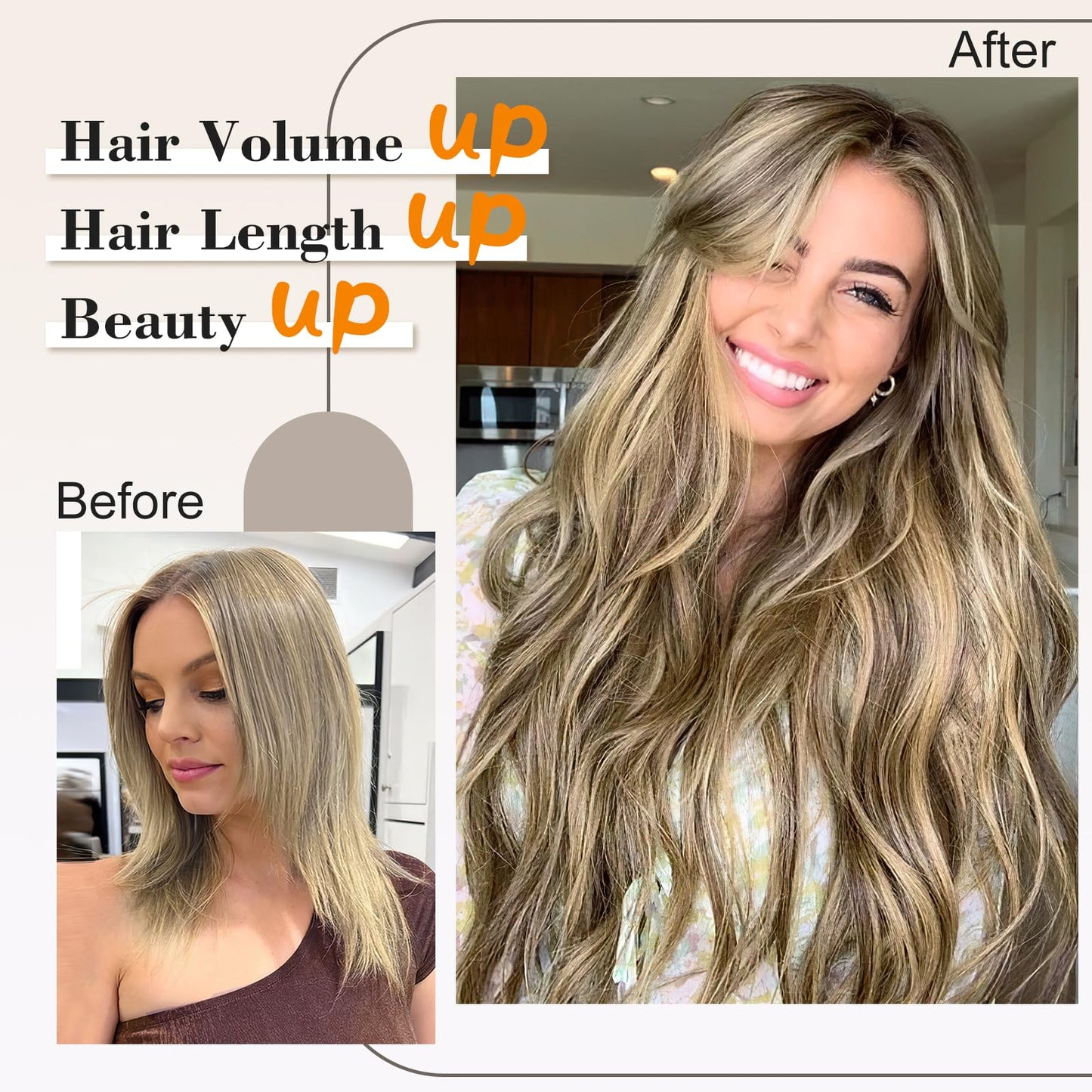 AISI BEAUTY Clip in Hair Extensions 4PCS Long Wavy Hair Extensions Natural Looking Synthetic Hair Extension for Women Daily Party Use(20 Inches,Ash Blonde Mix Light Blonde)