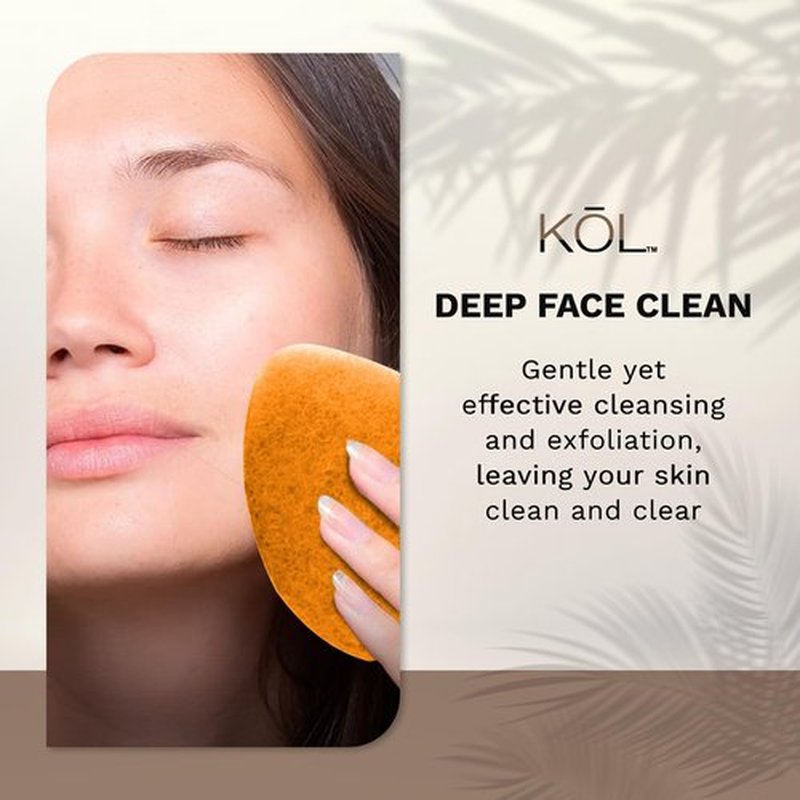 KOL Face Scrubber, Citrus and Vitamin C Infused Exfoliating Facial Cleansing Pads, Disposable Exfoliator Face Sponge for Daily Face Cleaning and Makeup Removal, 6 Count