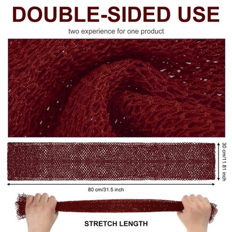 Geiserailie African Long Bathing Net Sponge Long Net Shower Body Scrubber Back Scrubber Skin Smoother Net Bathing Sponge for Daily Use or Stocking Stuffer (Wine Red)