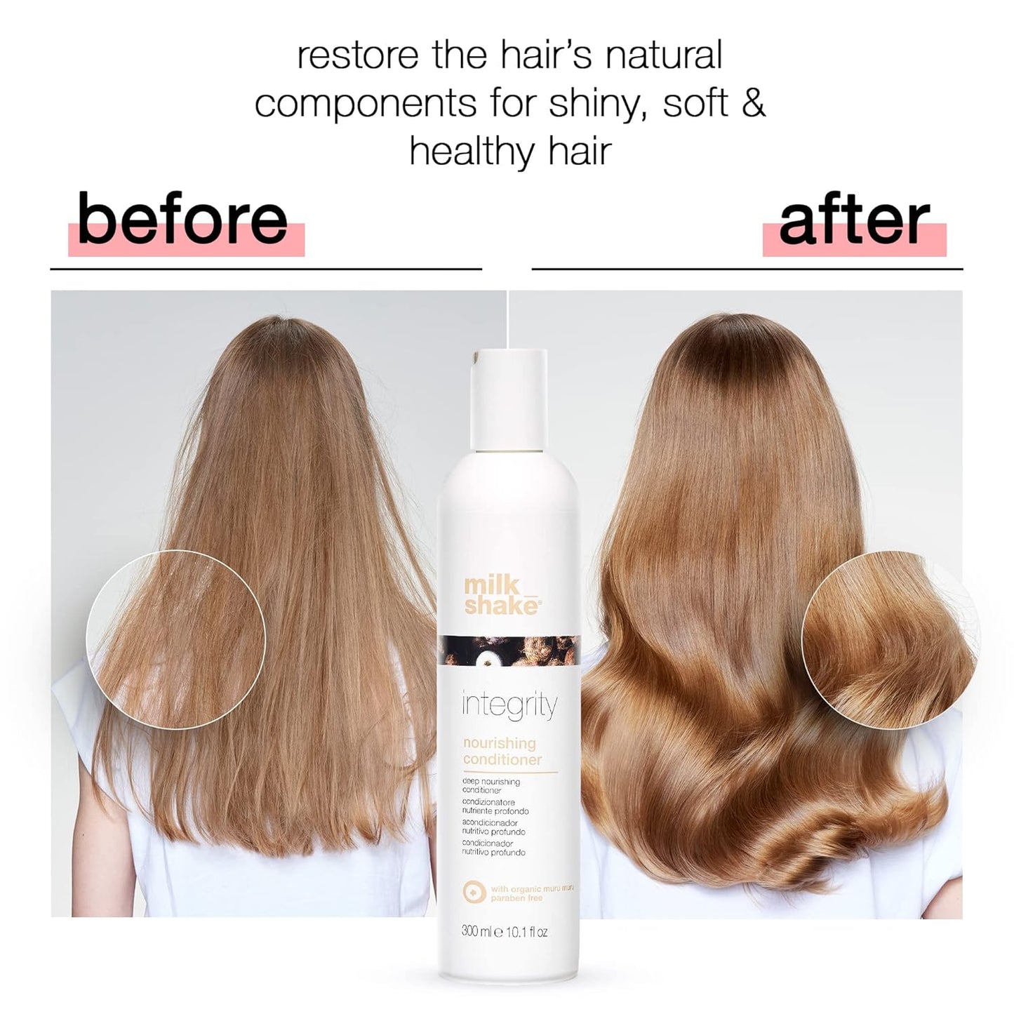 milk_shake. Integrity Nourishing Conditioner - Anti Frizz Conditioner with Muru Muru Butter, Paraben Free, 10.1 Fl Oz