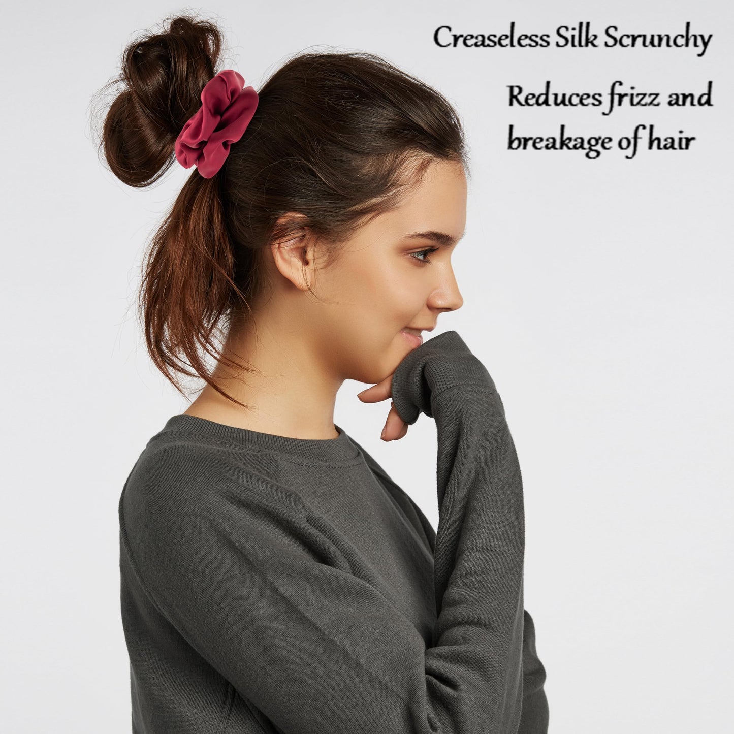 MurierSilk Mulberry Silk Hair Scrunchies, Elastic Ponytail Holders & Hair Wraps for Women - 100% Pure Silk Prevents Frizz & Breakage (Red)