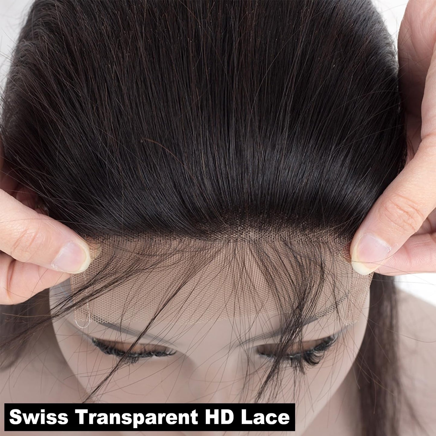 MARUVI 4x4 HD Lace Closure Human Hair Straight Transparent HD Lace Closure 100% Unprocessed 12A Brazilian Virgin Remy Human Hair Free Part Pre Plucked with Baby Hair Natural Black (18 Inch)