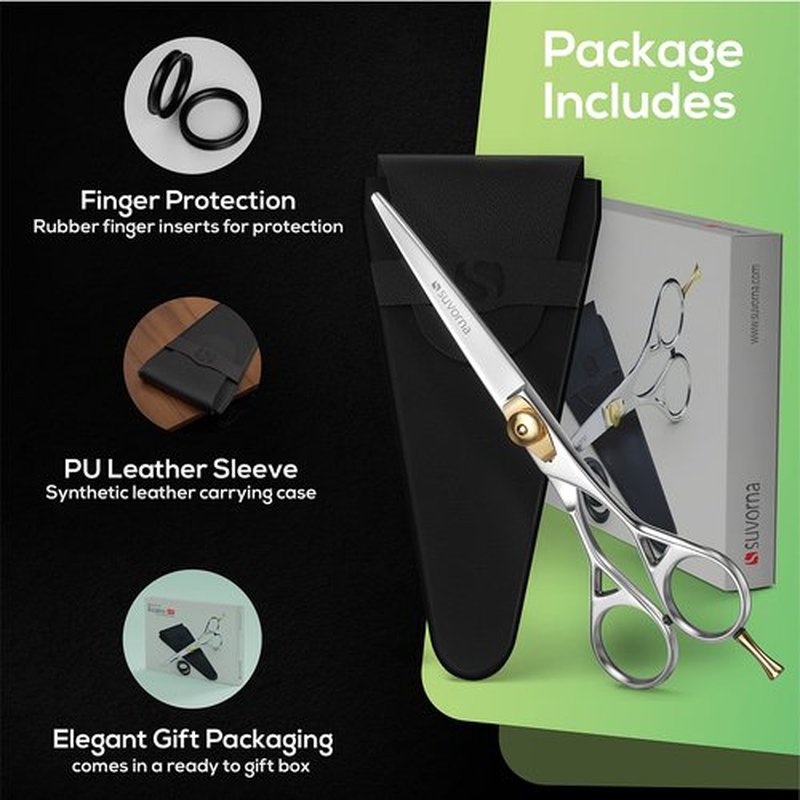 Suvorna 6" Hair shears for Hair Cutting professional, Hair trimming Scissors Women & men, hair cutting scissors professional, Barber shears professional, Hair Scissors Professional & Barber Scissors.
