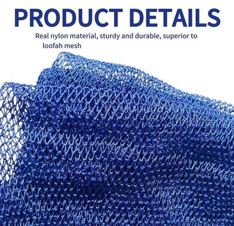 SPMKTBOZAI African Net Sponge Authentic, African Exfoliating Sponge Real African Net Black Owned, African Bath Sponge Back Scrubber, Body Exfoliator Shower Bath Accessories (Blue)