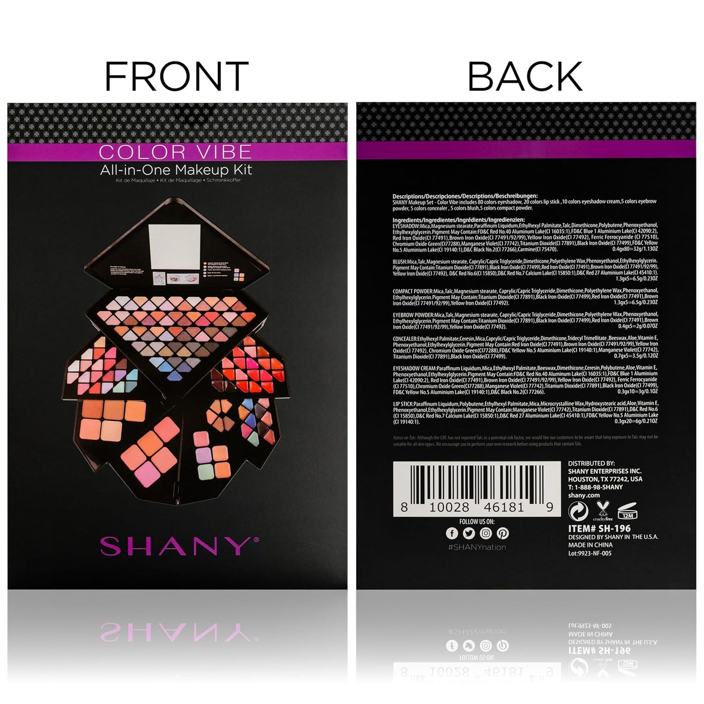 SHANY All About That Face Makeup Kit - All in one Beginner Makeup Set - Eye Shadows, Lip Colors, Face Makeup, Cosmetics applicators & More.