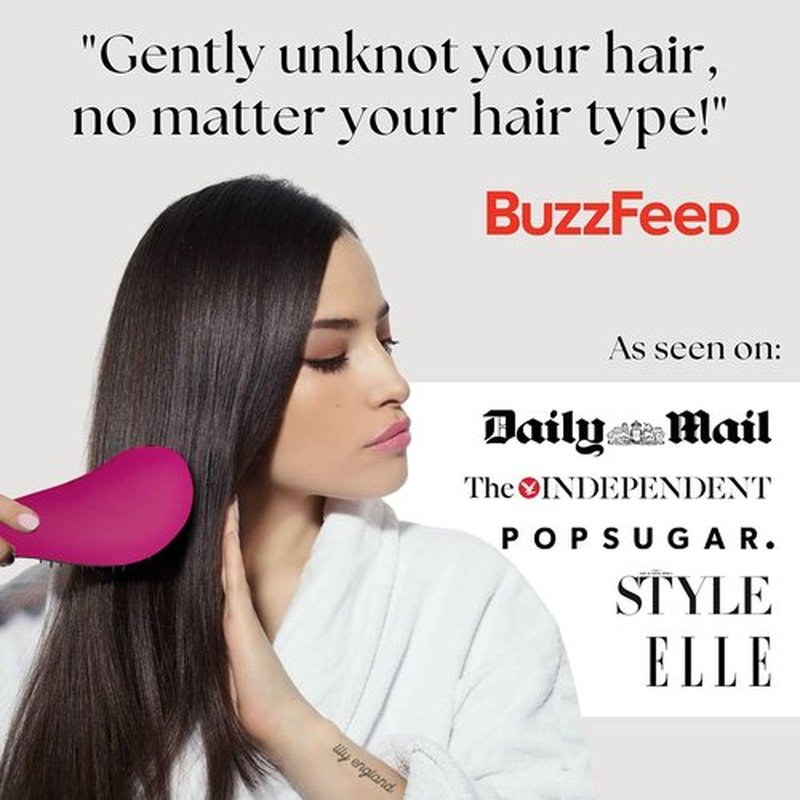 Lily England Detangler Brush for Curly Hair, Thick, Straight & Natural Hair - Gentle Detangling Hair Brush for Women, Kids & Toddlers with Flexible Bristles - Hairbrush for Wet & Dry Hair, Pink