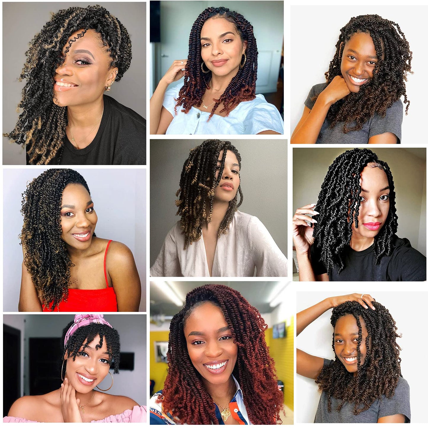 8 inch Spring Twist Crochet Braids Hair for Butterfly Locs Bomb Twist Crochet Hair Beyond Beauty Ombre Colors Synthetic Fluffy Hair Extension 7 Packs (8 Inch, T350)