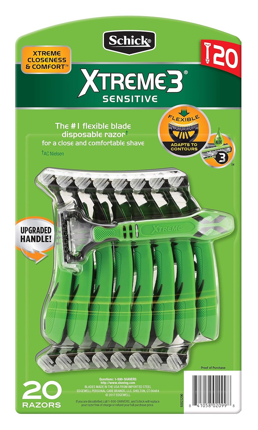 Schick Xtreme 3 Sensitive Skin Razors - Flexible Blades with Aloe Fights Razor Burn , 20 Count (Pack of 1)